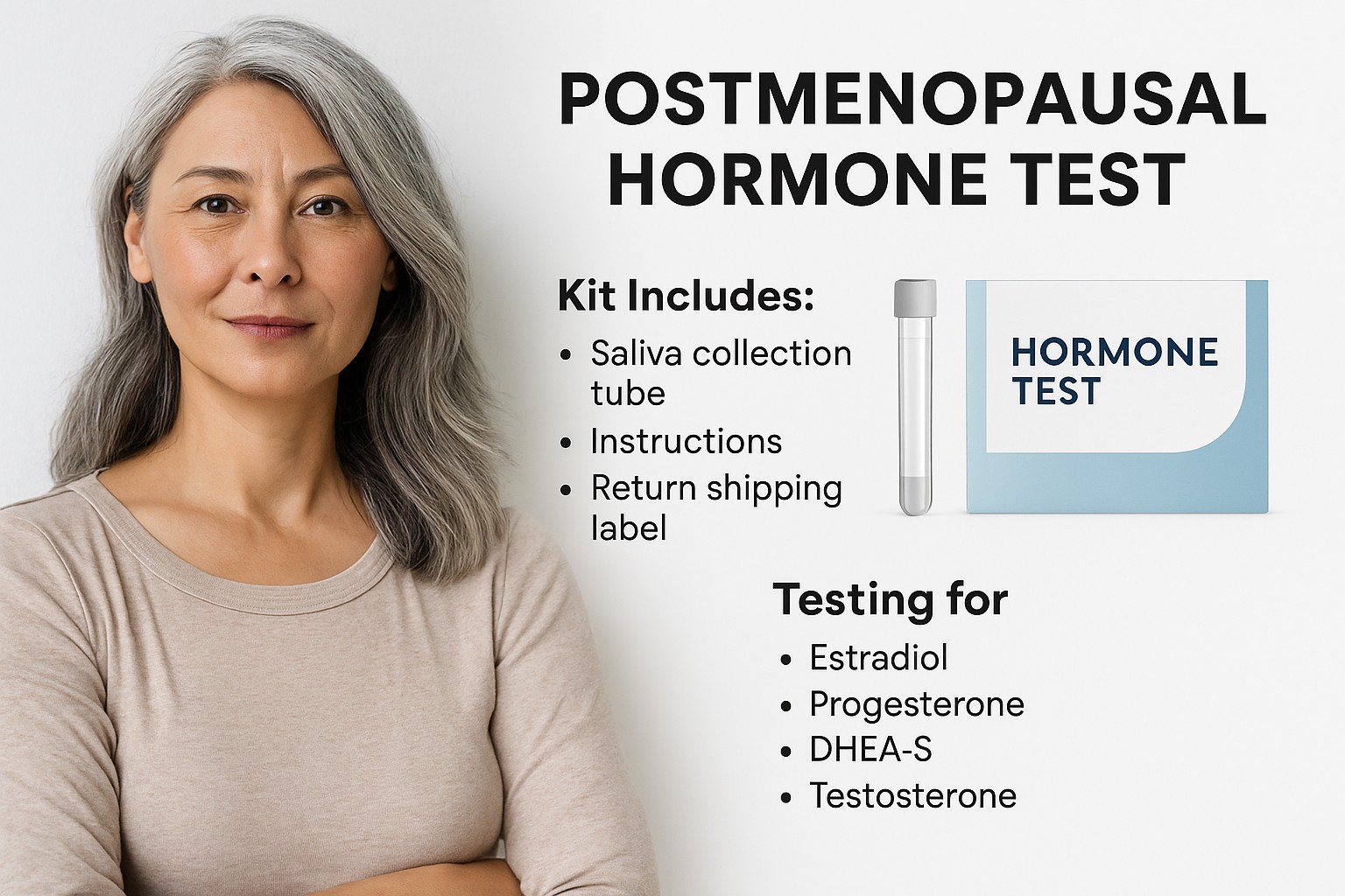 Female Hormone Test Kit – At-Home Saliva Test for Estrogen, Progesterone, and Testosterone