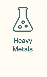 Outlined icon of a test tube or molecular structure representing lab testing for heavy metal toxicity including lead, mercury, arsenic, and cadmium